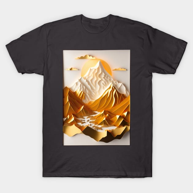 Paper quilling - Annapurna mountain range during golden hour T-Shirt by UmagineArts